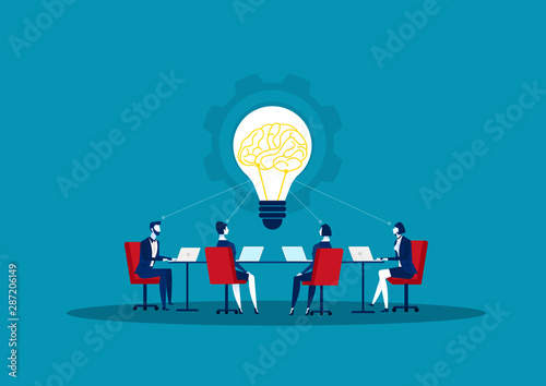  Business person exchanging solution and share idea. Concept business vector illustration.