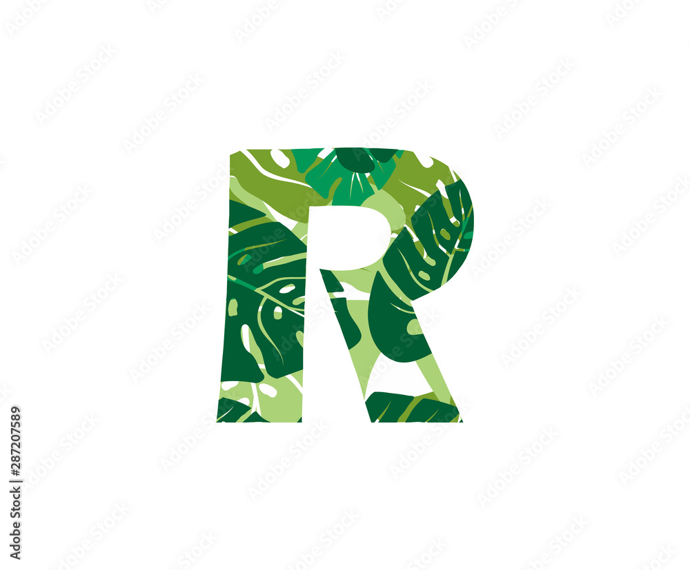 Tropical Jungle Vector Logo Letter R. R Letter Design Vector Jungle ...