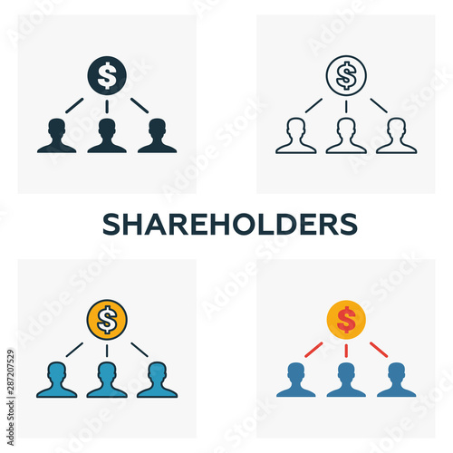 Shareholders outline icon. Thin line element from crowdfunding icons collection. UI and UX. Pixel perfect shareholders icon for web design, apps, software, print usage