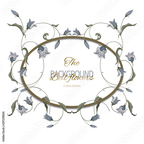 Frame is braided with hand drawn blue bell flower