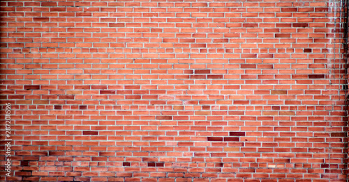 Red bricks wall background. Close-up building background