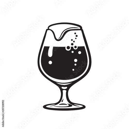Snifter beer glass. Hand drawn vector illustration on white background.