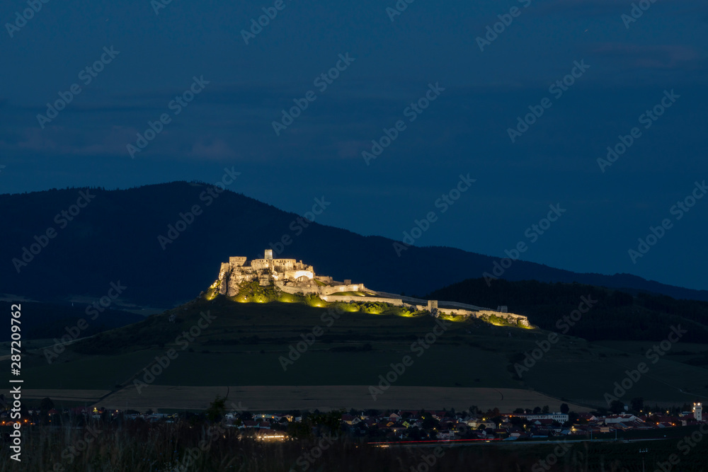Spissky Castle in Night, Slovakia