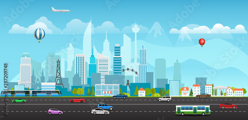 Modern city life vector illustration