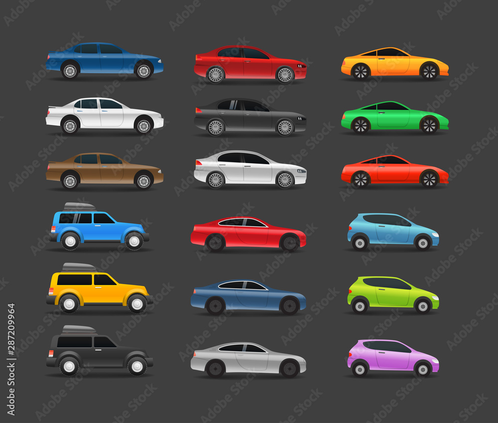 Color modern cars vector collection