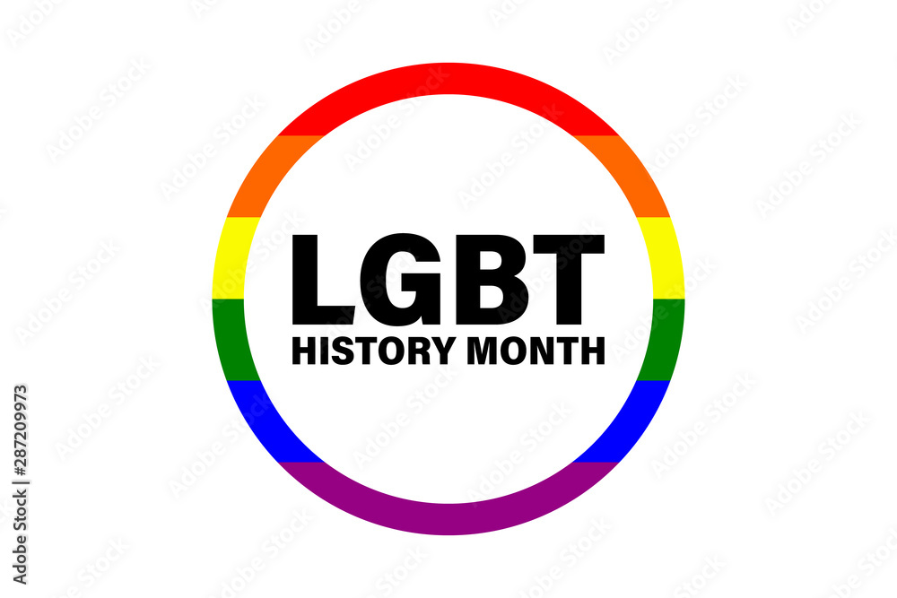 LGBT history month in October. LGBT flag in text. Poster, card, banner ...