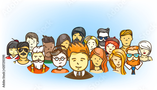 Group of modern people. Cute cartoon people vector illustration