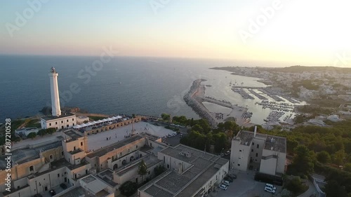 santa maria di leuca (salento - puglia - italy) aerial view shot at sunset from 4k drone photo