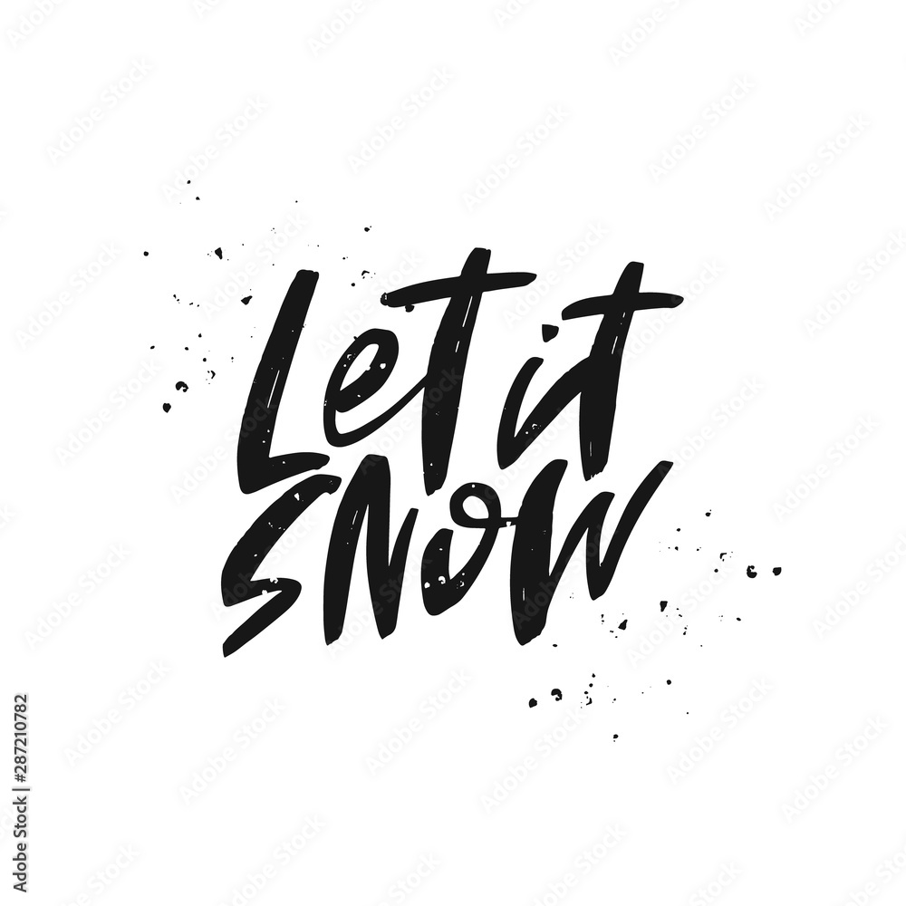 Let it snow vector brush lettering. Handwritten winter typography print for flyer, poster, card, banner. Hand drawn decorative design element. Let it snow vector brush lettering. Handwritten winter typography print for flyer, poster, card, banner. Hand drawn decorative design element.