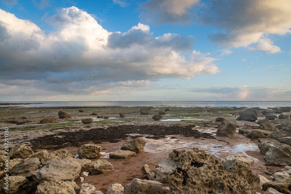 Low tide on the Sussex coast near Eastbourne, with evening light Low tide on the Sussex coast near Eastbourne, with evening light