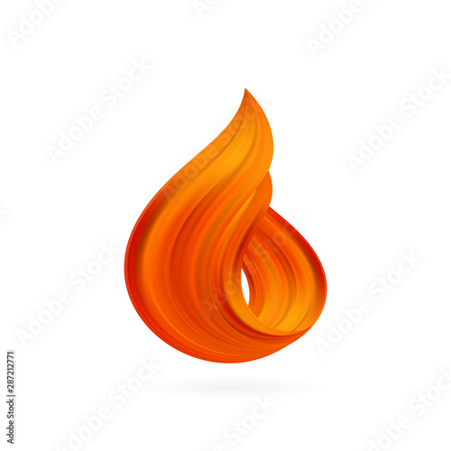 Abstract 3d twisted color liquid flow shape. Paint stroke design. Fire flame.