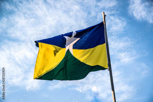 A beautiful view of brazil state flag (bandeira da Rondonia)