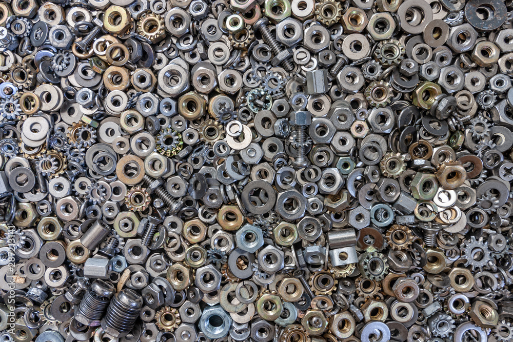close up of Washers and nuts close up of Washers and nuts