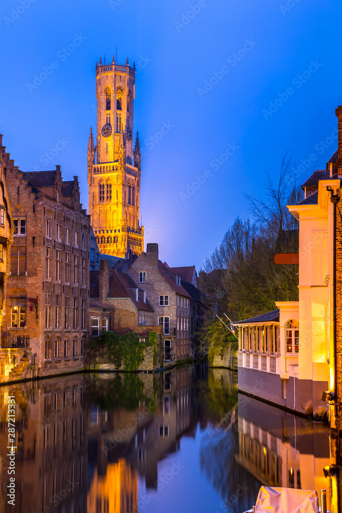 Fototapeta premium Bruges, Belgium sunset