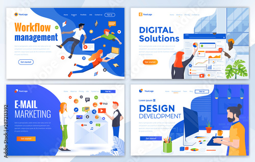 Flat Modern design of website template - Digital Business