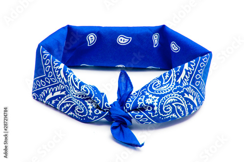 Blue bandana isolated on white background photo