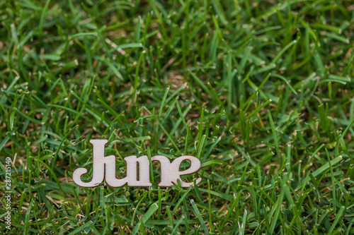 June sign in green grass