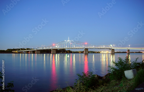 Bridge over Columbia river at dusk