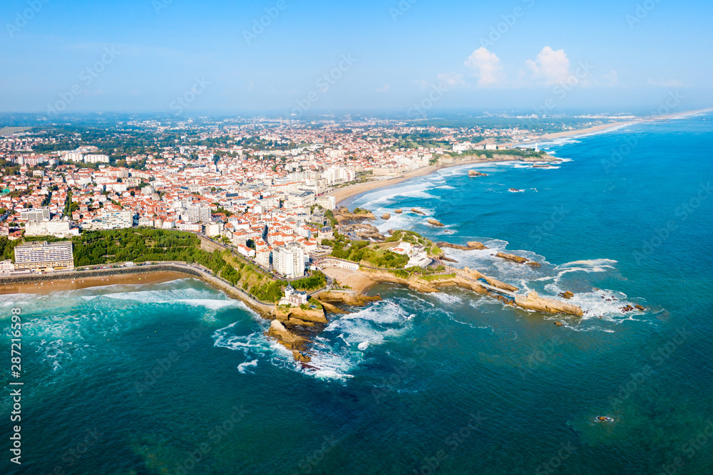Biarritz aerial panoramic view, France