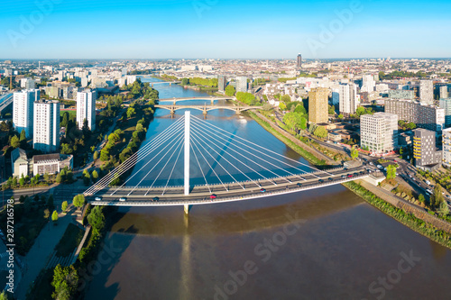 Nantes aerial panoramic view, France