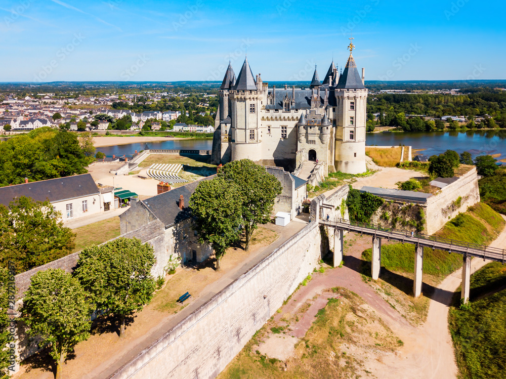 Chateau Saumur aerial view, France
