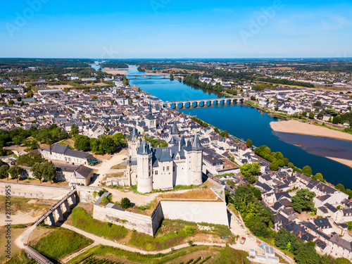 Chateau Saumur aerial view, France