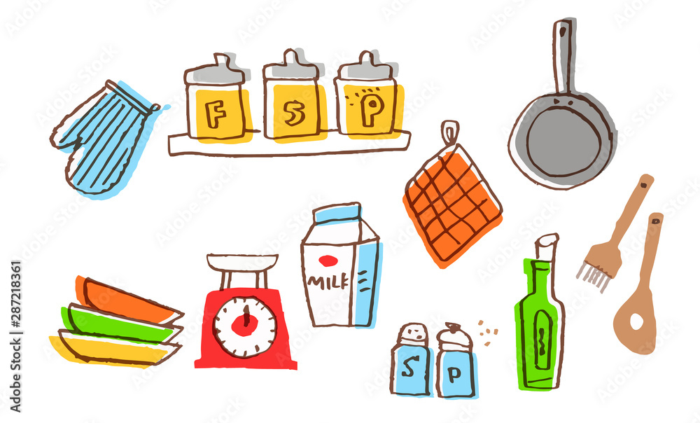 キッチン用品 材料セット７ Stock イラスト Adobe Stock