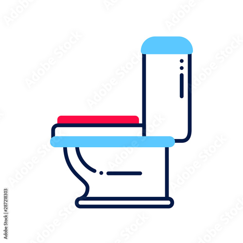 Toilet line color icon. Allergy symptom: diarrhea, nausea. Sign for web page, mobile app, button, logo.