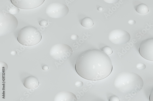 Lots of repeating spheres and wall, 3d rendering.