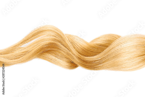Blond shiny hair wave, isolated over white