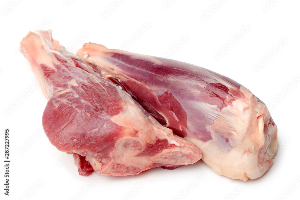 Fresh raw meat of leg young lamb