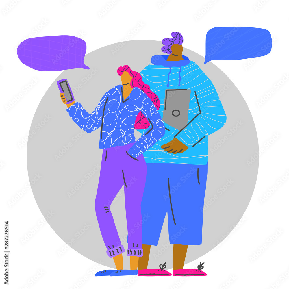 Fototapeta premium Young adult characters isolated Vector flat design