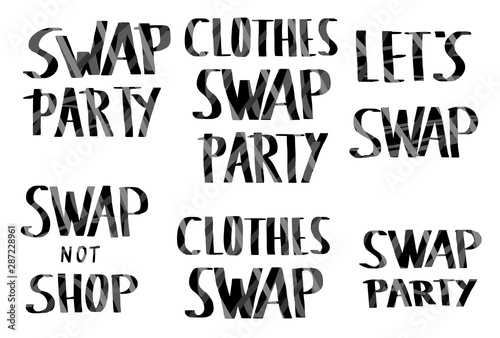 Swap hanwritten lettering set. Vector text.