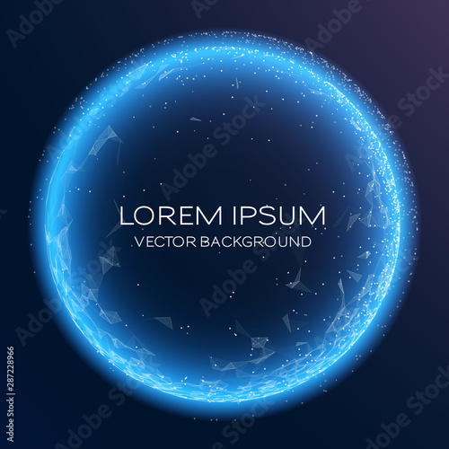 Abstract vector colorful mesh sphere on black background. Big Data. Plexus effec. Futuristic vector illustration. Digital background with dots and line. Intelligence artificial
