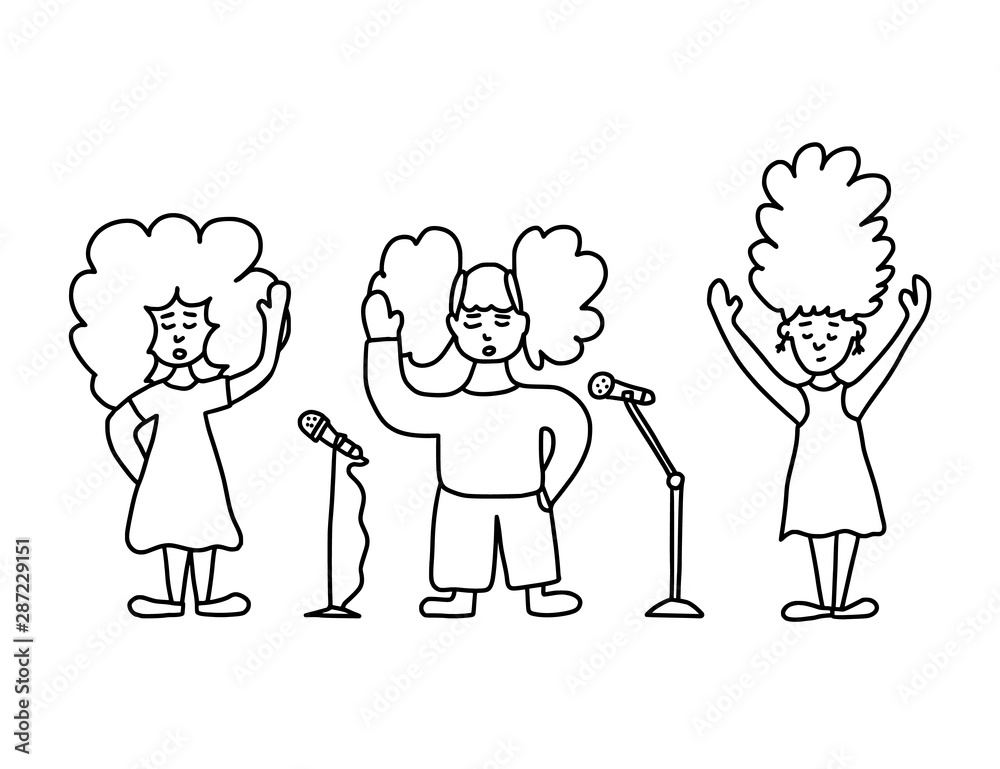 Cute singers stay isolated. Vector simple design. Cute singers stay isolated. Vector simple design.