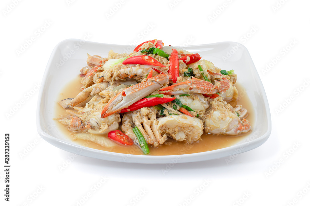 Stir-Fried Crab isolated on the white background