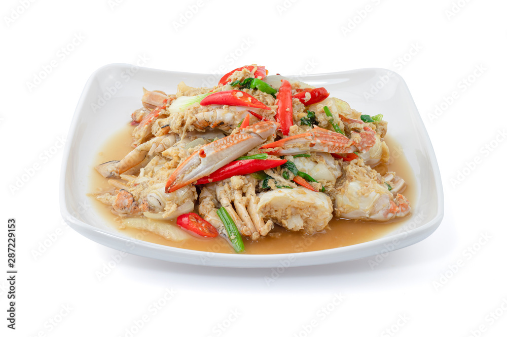 Stir-Fried Crab isolated on the white background Stir-Fried Crab isolated on the white background