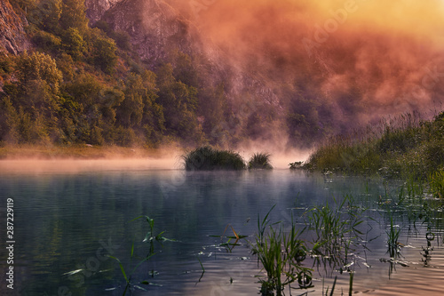 Misty dawn on the river.