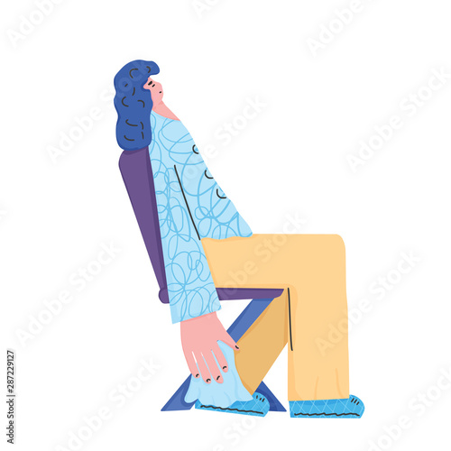 Woman sitting on the chair. Vector illustartion