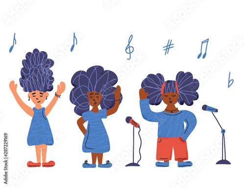 Cute singers stay isolated. Vector simple design.