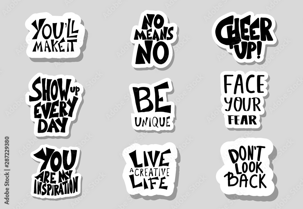 Set of sticker quotes. Vector text illustration. Set of sticker quotes. Vector text illustration.