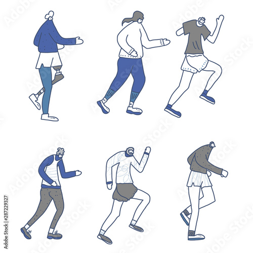 Runners group Different persons Vector flat design