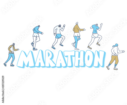 Runners group Different persons Vector flat design