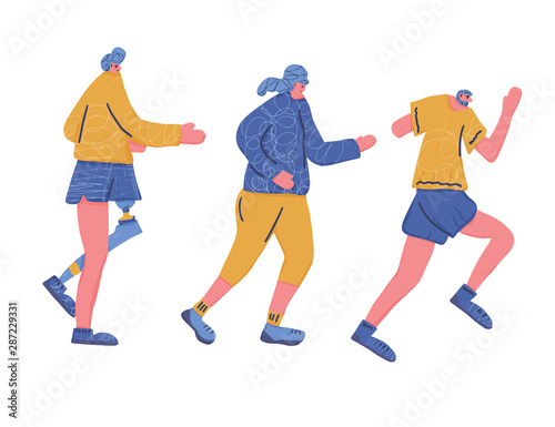 Runners group Different persons Vector flat design