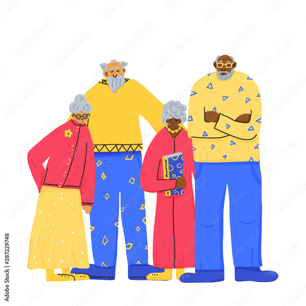 Group of old people isolated. Vector illustration.