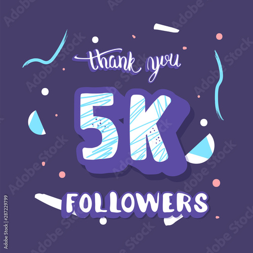 5k followers post. Vector template design.