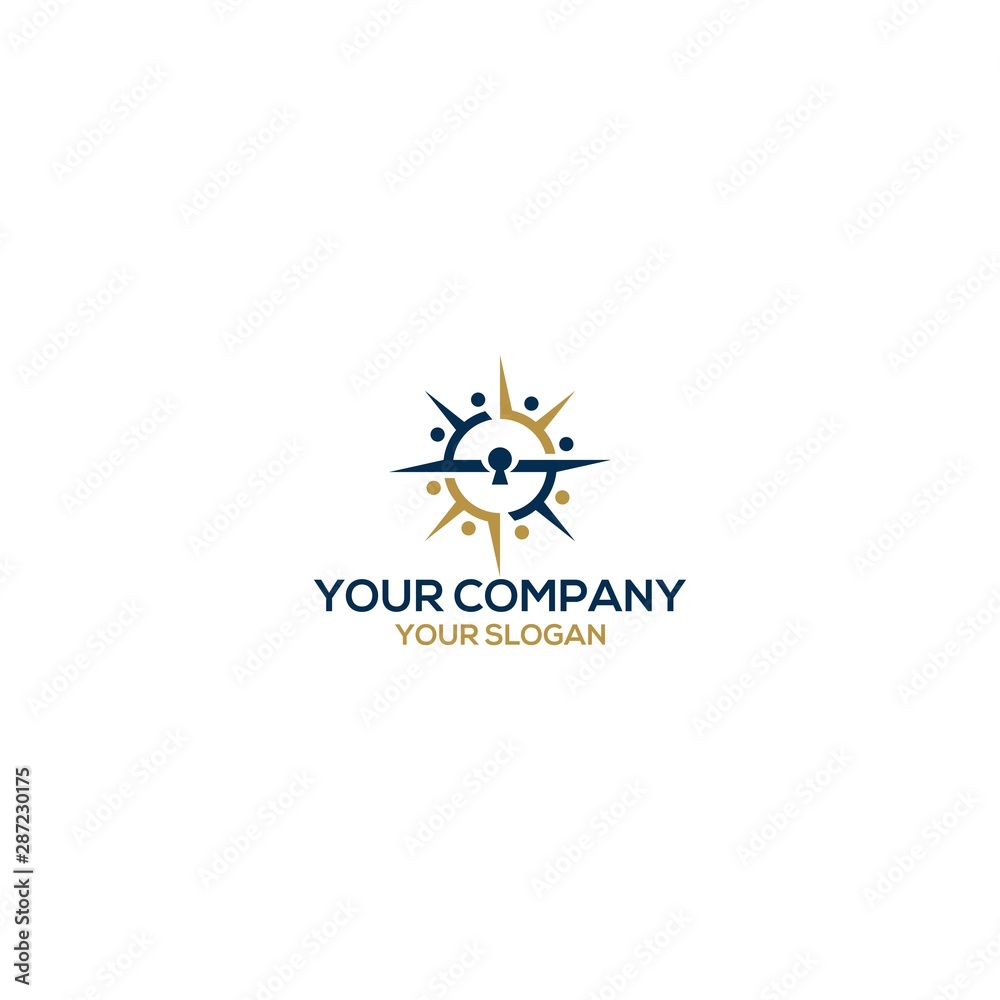 compass key community logo design vector