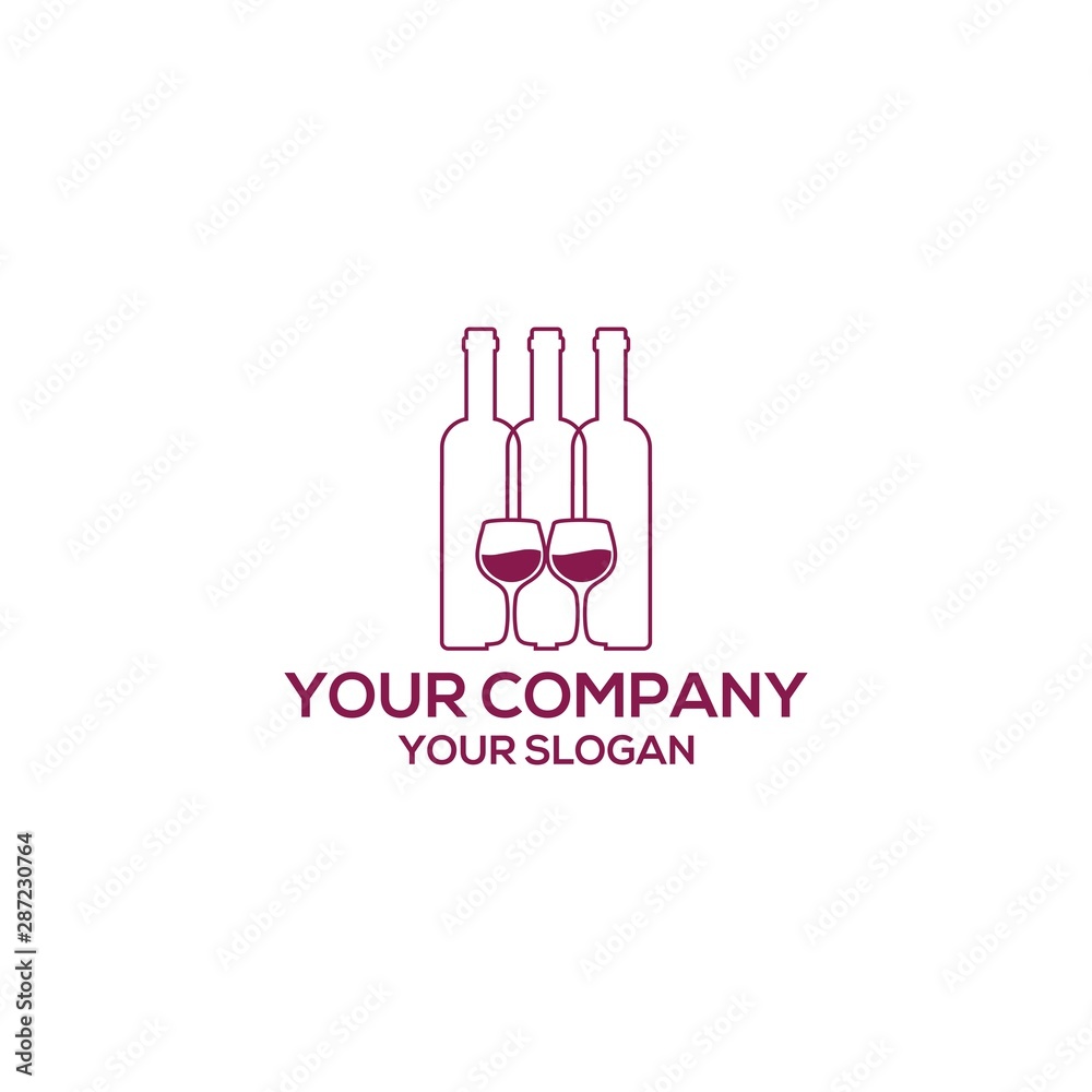 Obraz premium Glass and Wine Logo Design vector