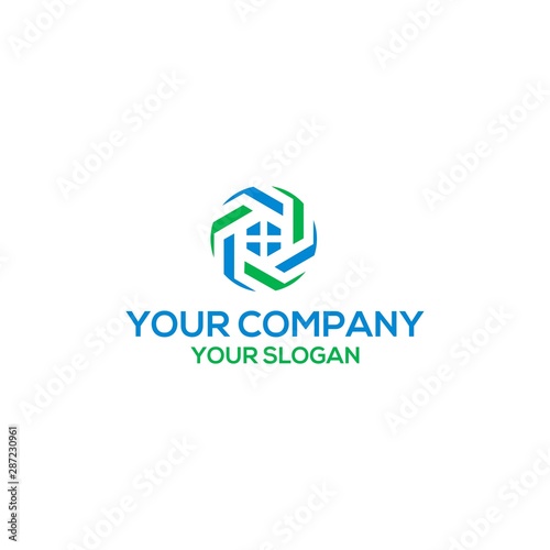 hexagon real estate logo design vector