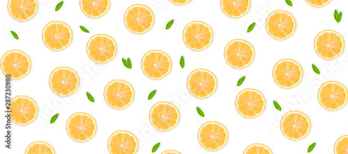 orange piece of mint leaf pattern background